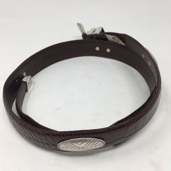 Fossil Brown Leather Silver Embellished Belt 36 main image 5